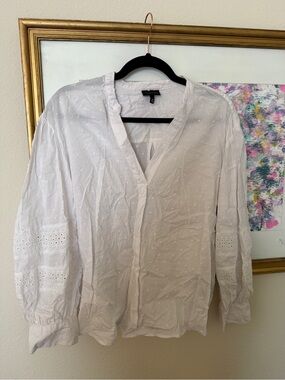 Who What Wear White Eyelet Button-Front Blouse